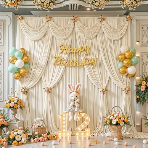 20x15ft Champagne Backdrop Curtains for Parties Wedding Photo Wrinkle Free - Image 3