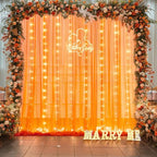 Orange Tulle Backdrop Curtain with Lights String for Parites 10x10ft Sheer Backdrop Curtains Drapes for Birthday Party Baby Shower Wedding Ceremony Prom Halloween Photo Booth Background Decorations - Image 5
