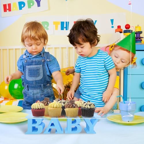 Baby Shower Cupcake Stand,BABY Acrylic Clear Cupcake Holder,Gender Reveal Cupcake Stand,Treat Stands for Dessert Table Display Set,Baby Shower Decorations,Cake Stands for Baby Shower,Birthday Party (Blue) - Image 3