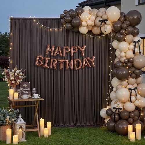 10x12 ft Brown Backdrop Curtains for Weddings, Birthdays and Photos - Image 5