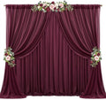 20ft x 10ft Burgundy Backdrop Curtains, Wrinkle-Free Sheer Chiffon Fabric Photo Backdrop Drapes for Wedding Arch Party Ceremony Stage Photography Decorations by WishCare