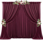 20ft x 10ft Burgundy Backdrop Curtains, Wrinkle-Free Sheer Chiffon Fabric Photo Backdrop Drapes for Wedding Arch Party Ceremony Stage Photography Decorations by WishCare