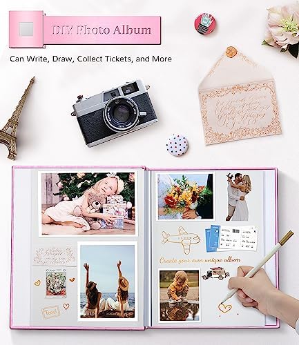 Artfeel Photo Album Self Adhesive Scrapbook Album for 3x5 4x6 5x7 8x10 Pictures,40 Pages Linen Cover with Display Window DIY Photo Book,Ideal Gifts for Family Travel Wedding Baby - Image 4