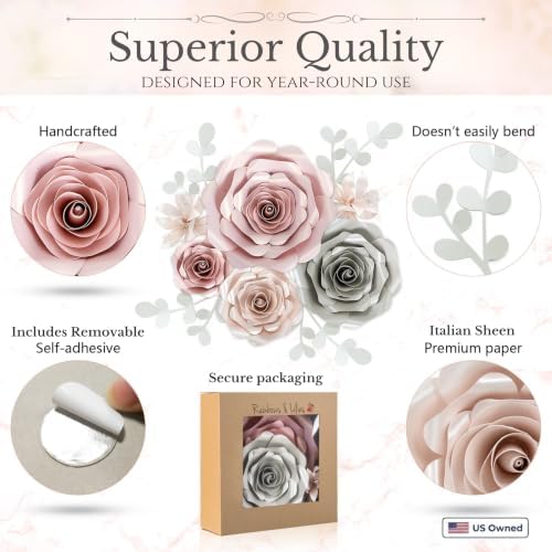 Rainbows & Lilies 3D Large Paper Flowers Decorations for Wall, Pink 10pc - Image 2