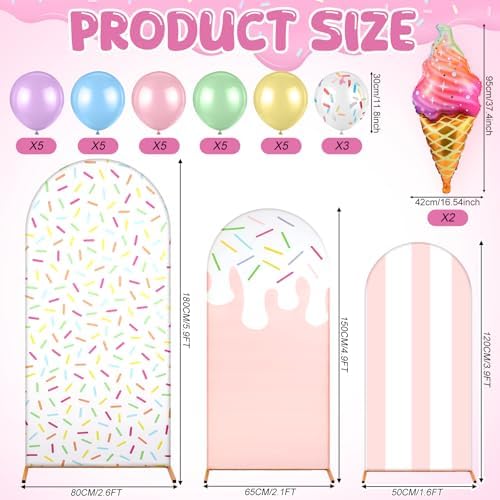 Foilswirl 34 Pcs Ice Cream Arch Backdrop Covers, Ice Cream Party Decoration - Image 4