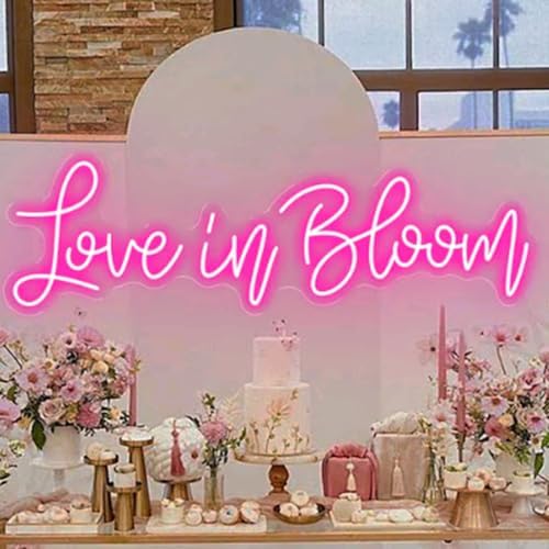 Love in Bloom Neon Sign, Custom Neon Light, Led Wedding Backdrop Sign, Handmade Wedding Favors, Promposal Sign - USB Size: 20x6in - Image 2