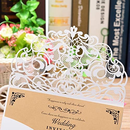 FOMTOR Laser Cut Wedding Invitation Cards Set w/Envelopes & Inserts & Seals – for Wedding, Bridal Shower, Graduation, Birthday Party, Engagement, Anniversary White 50Pcs - Image 7