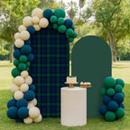 Set of 2 Tartan Plaid Arch Backdrop Cover Tartan Tiles Spandex Stretchy Arch Cover for Bear Birthday Party Boys Baby Shower Banquet Decoration (6FT 7.2FT,Green) by agogos