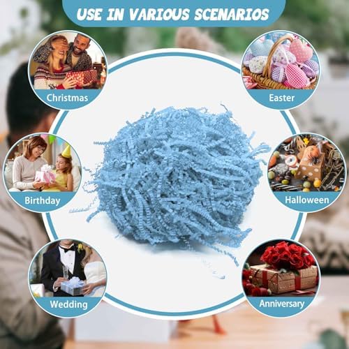 Tisspoms 10LB Sky Blue Crinkle Cut Paper Shred Filler, Crinkle Paper Shreds - Image 6