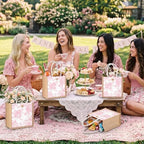 Abbylike 12 Pcs Floral Gift Bag Small Flower Tote Bag,Retro Pink - Image 6