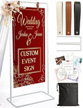 OLEEK Adjustable wedding welcome sign stand - Customizable design bundle for linen sign stand - wedding sign holder - welcome wedding sign - wedding signage with 6 Leather Hanging straps by OLEEK