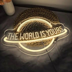 The World Is Yours Neon Sign for Wall Decor, Planet LED Neon Light Lamp, USB Powered for Man Cave Home Bar Club Cafe Wedding Game Room Bedroom Wall Art - Image 6