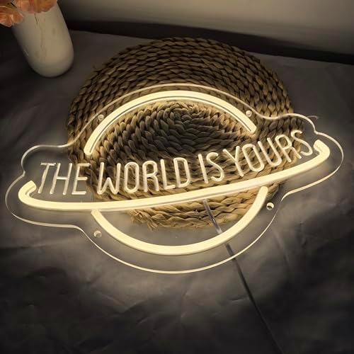 The World Is Yours Neon Sign for Wall Decor, Planet LED Neon Light Lamp, USB Powered for Man Cave Home Bar Club Cafe Wedding Game Room Bedroom Wall Art - Image 6