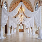 40ft x 15ft Long White Backdrop Curtains for Wedding Parties, Wrinkle Free Polyester 8 Panels 15 ft Photo Backdrop Drapes Back Drop Cloth Drapery for Birthday Photography Background Curtain - Image 3