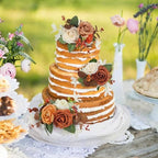 Rinlong 3Pcs Premade Cake Flowers, Burnt Orange Berry Wedding Cake Decor - Image 2