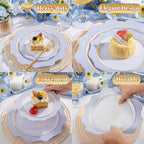 WDF 100PCS Blue Plastic Plates - Light Blue Plates Disposable - Heavy Duty Scalloped Plastic Plate for Parties/Wedding/Baby Shower (Pack of 2) - Image 4