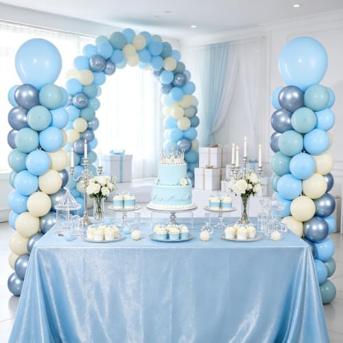 Dusty Blue White Balloons Stand Column Kits 2 Sets Balloon Towers - Image 2