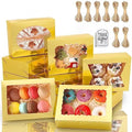 KPOSIYA 65 PCS 8x6x2.5 Inch Cookie Boxes with Window Gold Bakery Boxes Pastry Boxes for Gift Giving, Treat, Dessert, Cupcakes, Chocolate, Strawberries, Donuts, Muffins (5 Style Windows) by KPOSIYA