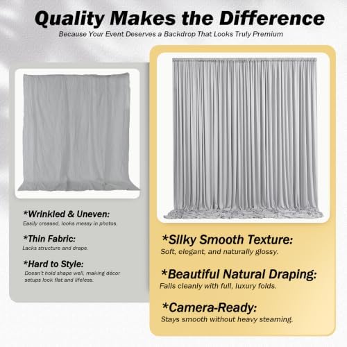 20x12 ft Silver Backdrop Curtains for Weddings Parties, Birthdays - Image 6