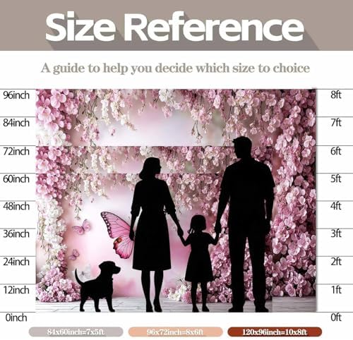 8X6ft Flower Butterfly Wall Backdrop Pink Floral Princess Girl Birthday Party Photography Background Photo Backdrop Art Wedding Banner Photo Studio Props - Image 7
