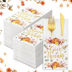 Potchen 100 Pcs Linen Feel Napkins Disposable, Thanksgiving Pumpkins by Potchen
