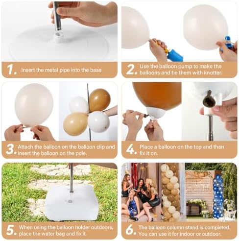 2 Sets Adjustable Balloon Column Stand Kit with Bases (Neutral Boho Brown) - Image 4
