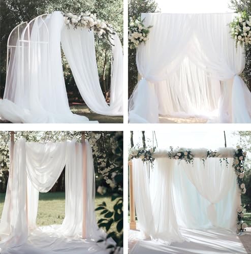 Barcelonetta | Chiffon Fabric | Decoration, Drapery Fabric | Wedding, Gender Reveal, Baby Shower, Birthday | for Arbor, Arch, Canopy, Table and Chair Decoration (White, 10 Yards) - Image 3