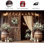 20X10FT Wedding Backdrop Rustic Floral Wooden Barn Door Bridal Backdrop Western Country Wedding Anniversary Ceremony Photography Background Valentine's Day Girl Birthday Party Photo Shoot Decorations - Image 6