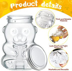 Patelai 24 Pack 4 oz Glass Bear Shaped Honey Jars with Lids Reusable Small Tilted Bear Glass Bottles Containers Dispenser for Candies, Birthday Wedding Party Favors(Classic, Silver) - Image 3