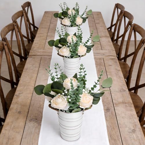 6 PCS Champagne Wedding Flower Table Centerpieces - 10 Inches - Image 3