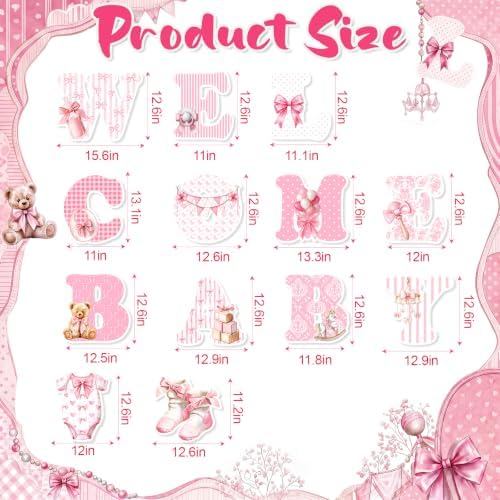Ripeng 13 Pcs Bow Baby Shower Decorations Welcome Baby Yard Signs with Stakes 15 Inch Tall Lawn Signs for Gender Reveal Theme Birthday Party Indoor Outdoor Supplies - Image 2
