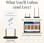 Black Wedding Welcome Sign Stand with Holder - Elegant Metal Easel Display for Seating Chart, Reception Signs, Welcome Board - 30+ Customizable designs for Baby, Bridal Shower - Versatile Party Sign Holder - Image 2
