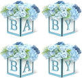 Wooden Baby Boxes for Baby Shower Party, Baby Shower Centerpieces for Table, Suitable for Gender Reveal or Baby Shower, (Blue,4Pack) by MASTRON