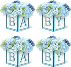 Wooden Baby Boxes for Baby Shower Party, Baby Shower Centerpieces for Table, Suitable for Gender Reveal or Baby Shower, (Blue,4Pack) by MASTRON