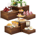 6 Pack Wooden Risers Display Stands Rustic Wood Cake & Cupcake Stands for Party Square Food Risers for Buffet Wooden Crates for Display Home Decor by LEIFEOSH