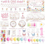 Wildflower First Birthday Decorations,295pcs wild One Birthday Decorations Girl Floral Plates and Napkins Cups Tablecloth Banner Backdrop for Our Little Wildflower Is Turning One Party - Image 6