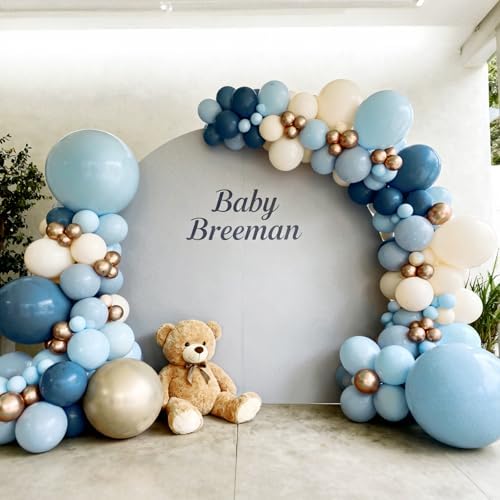 Bezente Dusty Blue Gold Balloons Kit 60pcs 12 inch Baby Blue Sand White Champagne Gold Helium Latex Balloons and Electric Balloon Pump Multiple - Image 4