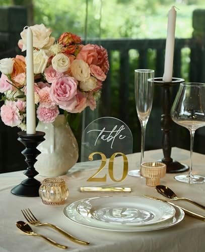 Crystal Clear Acrylic Wedding Table Numbers 1-10 Set, Self-Standing Modern Arched Signs for Reception Seating, Anniversary & Bridal Shower, Elegant Wedding Decor (5x7 Inches) - Image 2