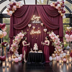 20ft x 15ft Burgundy Backdrop Curtains for Wedding Parties, 4 Panels Extra Long Wrinkle Free Fabric Drapes Photo Backdrop for Baby Shower Birthday Stage Reception Lobby Decoration - Image 6
