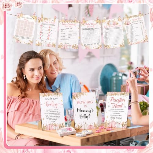 Sherr 476 Pcs Pink Pumpkin Baby Shower Game, 9 Style Baby Shower Activities - Image 5
