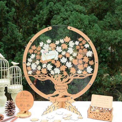 Personalized Wedding Tree Guest Book Alternative, Rustic Heart Drop Box - Image 3