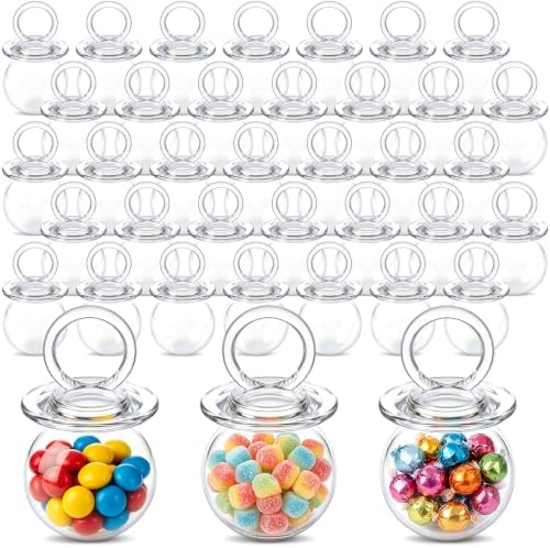 Nuenen 36 Pcs Baby Shower Favors, Mini Pacifier Candy Bottles 3.15", Clear by Nuenen