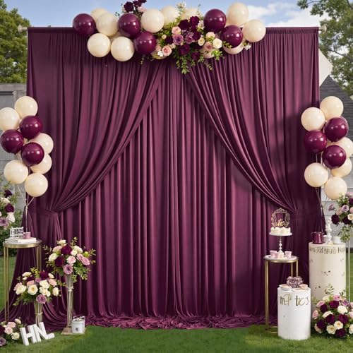 50x12 ft Burgundy Backdrop Curtains for Weddings, Birthdays and Photos - Image 2
