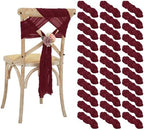 50 PCS Cheesecloth Chair Sashes Bows Wedding Aisle Decorations Chair Ribbon Ties Back Sash for Wedding Party Events Banquet Chair Cover Decoration (Burgundy) by Lumaycens