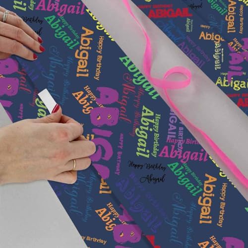 AOFUN Custom Gifts Personalized Name Heart Wrapping Paper - Funny Birthday Gift Wrap - 3 Rolls, 58" x 23" Each - Image 4