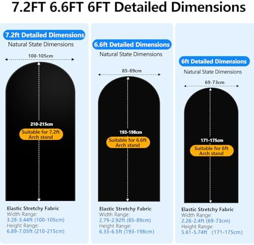 Hemmotop Stretchy Black Arch Backdrop Cover Set of 3-7.2ft, 6.6ft, 6ft - Image 3