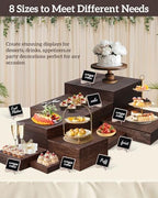 8Sizes Wooden Nested Buffet Risers with Mini Signs for Party Decor - Image 5