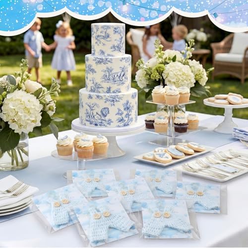 Novabright 50 Sets Boy Baby Shower Magnets Blue Crochet Overall Favors - Image 5