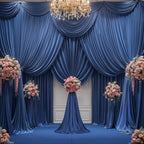 24x10FT Navy Blue Backdrop Curtains for Wedding Parties, Wrinkle Free Polyester Photography Backdrop Drapes for Graduation Baby Shower Birthday Stage Background Stand Decorations 4x10ft,6 Panels - Image 6
