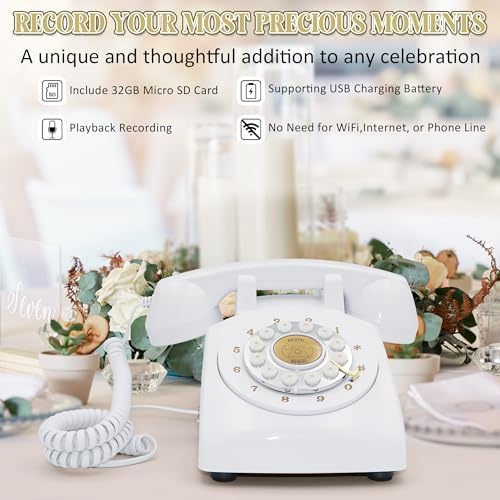 Audio Guest Book Wedding Phone, Retro Audio Phone Guestbook with Clear Voice Recording for Wedding Reception, Bridal Shower, Birthday, Baby Shower, Anniversary, Engagement - Image 2